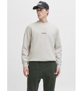 Jack & Jones JJESOHO Sweat Crew Neck NOOS – Bisiklet Yaka Basic Erkek Sweatshirt, Rahat Günlük Model (Bej)