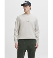 Jack & Jones JJESOHO Sweat Crew Neck NOOS – Bisiklet Yaka Basic Erkek Sweatshirt, Rahat Günlük Model (Bej)
