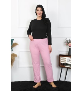 pilelistore- Kadın Büyük Beden Pembe Tek Alt Pijama