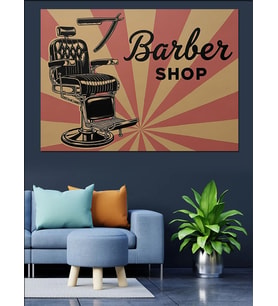 Retro Berber Koltuğu Posteri Dekoratif Kanvas - Mdf Ahşap Tablo