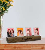 Arkadaşa Özel 4 Fotoğraflı Mesajlı Dekoratif Ahşap Stand