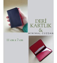 Hadiki Deri Mnimal Avuçiçi Tasarım Unisex Cüzdan Kartlık Mor Kırmızı