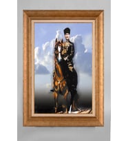 Altın Varaklı Çerçeveli Paspartulu Atatürk Tablo a30 (Gold)