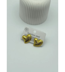Çelik Gold Kalp Küpe - 25-clk49
