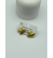 Çelik Gold Kalp Küpe - 25-clk49