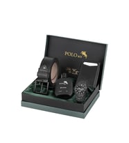 Polo Air Erkek Kol Saati Kemer Otomatik Mekanizmalı Cüzdan Parfüm Seti Siyah Renk PL-7083E1