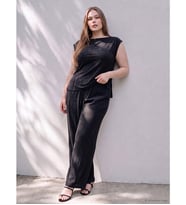 LCW Curve Siyah Büyük Beden Beli Lastikli Kadın Pantolon
