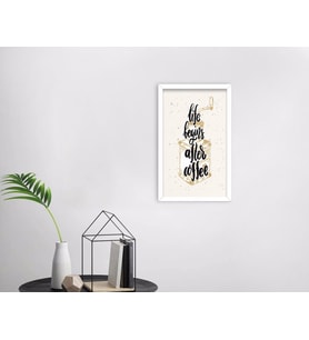 BK Home Coffee Tasarımlı Dekoratif Ahşap Beyaz Çerçeveli Tablo-42