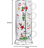 Bialetti - 4'Lü İstiflenebilir Cappuccino Fincan Seti - Karma Renkli - Porselen