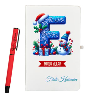 Sevgiliye Yeni Yıl Hediyesi Kişiye Özel Defter ve Roller Kalem Seti
