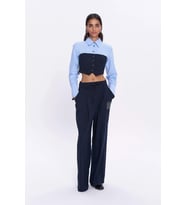 Sayı Nakışlı Yüksek Bel Pantolon Lacivert