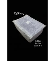 Çeyizlik Büyük Tek Hurç Çiçekli, Kadife Tek Hurç Çeyizlik Dantelli Hurç, Gri Büyük Boy Hurç