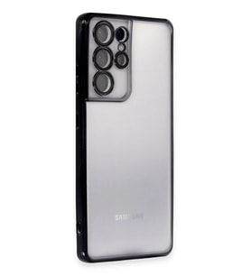 Newface Samsung Galaxy S21 Ultra Kılıf Razer Lensli Silikon - Siyah