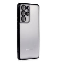Newface Samsung Galaxy S21 Ultra Kılıf Razer Lensli Silikon - Siyah