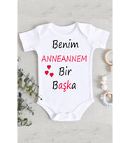 Anneanne Benim Anneannem Bir Başka %100 Pamuk Organik Baskılı Zıbın Body