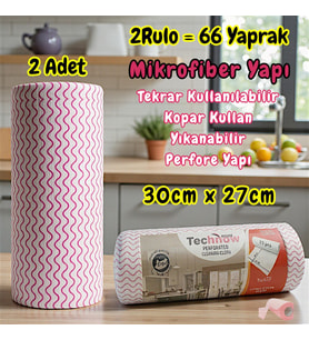 Technow Softtex 33 Yaprak Kopar Kullan Rulo Hassas Temizlik Bezi 27x30cm 2 Adet