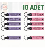 Mor Menekşe & Pembe, 10’lu Set, Tarih ve İsimli Deri Anahtarlık, Robotik Kodlama Kursuna Hediye