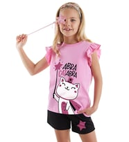 Abra Catabra Kız Çocuk T-Shirt Şort Takım (Çok Renkli)