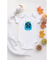 Organik %100 Pamuk Uzun Kollu Beyaz Little Monster Bebek Body Bebek Badi Çıtçıtlı Zıbın