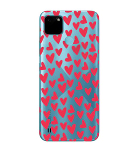 Realme C21Y/C25Y Uyumlu Kalp Desenli Şeffaf Telefon Kılıfı
