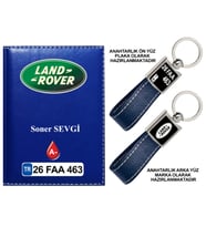 Plakanıza Özel Land Rover Logolu Lacivert Ruhsat Kabı ve Anahtarlık