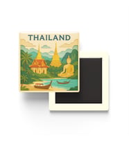 Tayland - Thailand - Paper Cut Art - Baskılı Buzdolap Magneti Kare - 9x9 cm