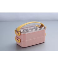 Vagonlif Çift Katmanlı Paslanmaz Çelik Beslenme Kabı-1400 ml Beslenme Kutusu Lunch Box (Pembe)