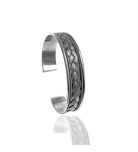 Örgü İşlemeli 925 Ayar Gümüş Unisex Bilezik 201014945
