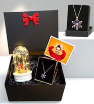 Premium Hediye Seti - Kişiye Özel Lotus Kolyeli Fotoğraflı Hediye Kutusu (Model 1)