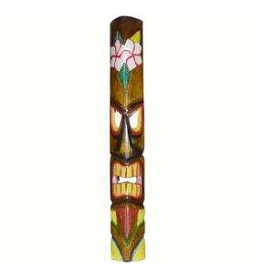 Ahşap Tiki Renkli Mask Duvar Dekoru Maske 100 cm (Karışık)