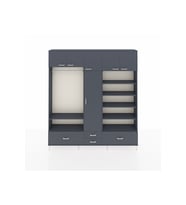 Arges Dolap 18 Raflı 4 Çekmeceli Tek Askılı 220x30x243 Antrasit-Antrasit/Antrasit