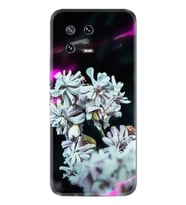Xiaomi 13 Kılıf Resimli Desenli Silikon Platinium Series Beyaz Çiçekler 1888