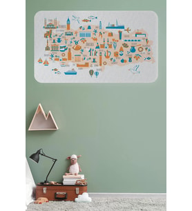 Eğitici Ve Öğretici Cocuk Odası Türkiye Haritası Duvar Sticker-60x105-3875