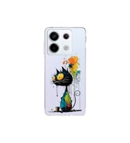 Redmi Note 13 Pro 5G ile Uyumlu Splash Kedi Tasarımlı Şeffaf Silikon Kılıf