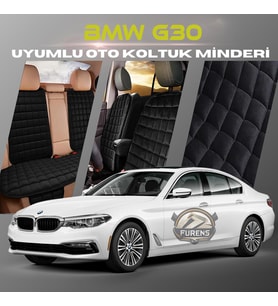 Bmw G30 Siyah Renk Tay Tüyü Cepli & Terletmez Sırtlı Oto Koltuk Minder Seti - Koltuk Koruma Kılıfı (ÖN & ARKA TAM SET)