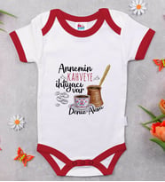 BK Kids Kişiye Özel Annemin Kahveye İhtiyacı Var Tasarımlı Kırmızı Bebek Body Zıbın-1