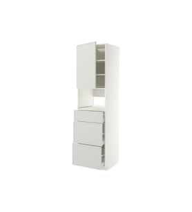Fırın-mikrodalga fırın boy dolabı, ASPUDDEN açık gri, 60x60x220 cm, 1 kapaklı ve 3 çekmeceli