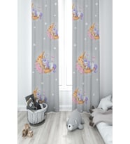 MEKTA HOME BEBEK VE ÇOCUK ODASI Aya Sarılan Unicorn Desenli Gri 2 Kanat Fon Perde
