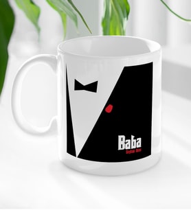 BK Gift Kişiye Özel Babalar Günü Hediyesi Baba Godfather Tasarımlı Kupa Bardak-10 (Beyaz)