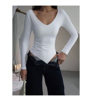 Kadın V Yaka Polyamid Bodysuit