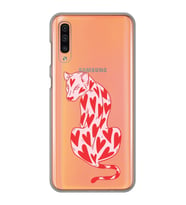 Samsung Galaxy A70 Uyumlu Çita ve Kalp Desenli Şeffaf Telefon Kılıfı