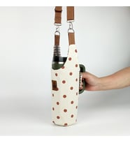 Woodycord El Yapımı Krem Gabardin Puantiyeli Termos Kılıfı Kulplu Model Quencher Pipetli 1,18 (Çok Renkli)