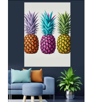 Renkli Ananas Meyve Sanatı Dekoratif Kanvas - Mdf Ahşap Tablo
