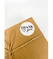 Thank You Kalpli Siyah Yazılı 4 cm Yuvarlak Yapışkanlı Etiket 120 Adet