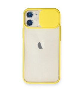 Apple İphone 11 Kılıf Palm Buzlu Kamera Sürgülü Silikon - Sarı