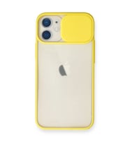 Apple İphone 11 Kılıf Palm Buzlu Kamera Sürgülü Silikon - Sarı