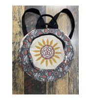 Fargin Etnik Otantik Bohem Yuvarlak Nakışlı Sırt Çantası Günlük Seyahat Su Geçirmez Sırt Çantası (Gri - Pembe)