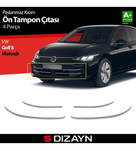 Drs Tuning Golf 8.5 Makyajlı HB Krom Ön Tampon Çıtası 4 Prç. 2024 Üzeri A+ Kalite