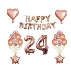 Rose Gold 24 Yaş Folyo Balon Set