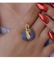 Opal Taşlı Geçişli Aşık Kuğu Gümüş Kolye